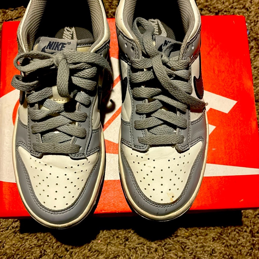 Gray and White Dunks